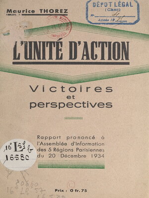 cover image of L'unité d'action, victoires et perspectives